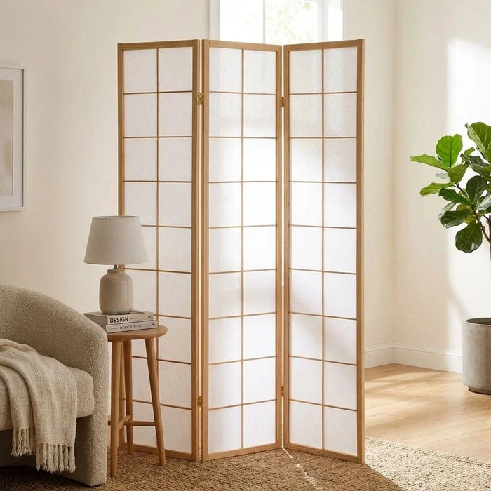 Tomen 3-Panel Divider-Natural/White-With 2-Year Warranty