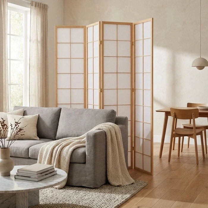 Tomen 3-Panel Divider-Natural/White-With 2-Year Warranty