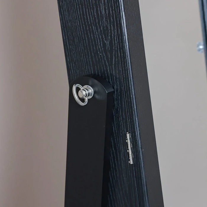Kersten Wide Free Standing Jewelry Cabinet with Mirror - Dark Walnut - With 2-Year Warranty