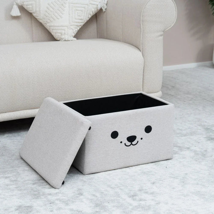 Face Storage Ottoman with Storage - Beige - With 2-Year Warranty
