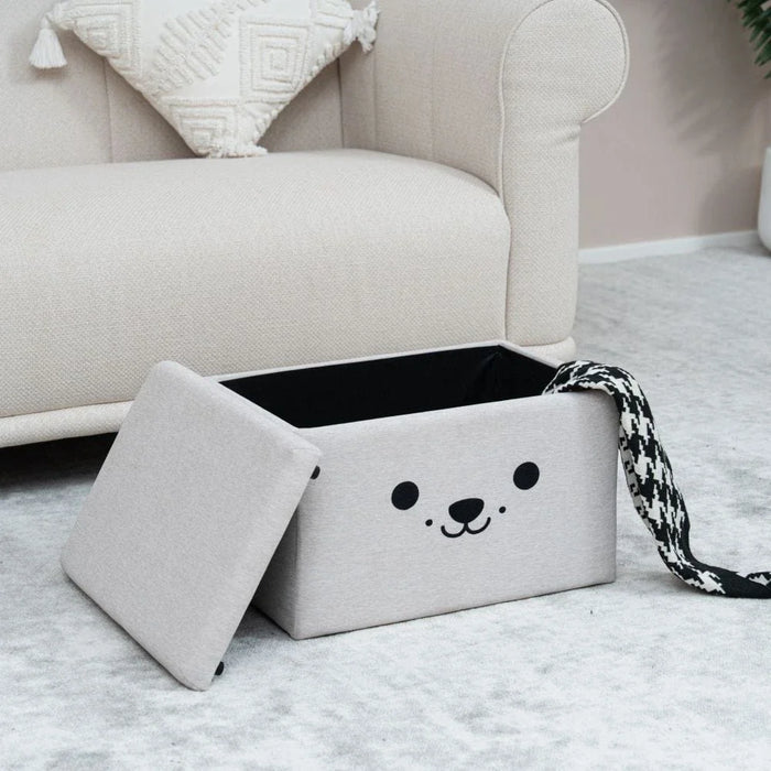 Face Storage Ottoman with Storage - Beige - With 2-Year Warranty