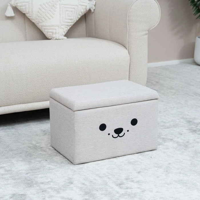 Face Storage Ottoman with Storage - Beige - With 2-Year Warranty
