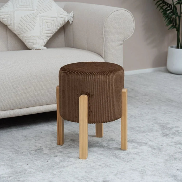 Curdo Round Stool - Brown - With 2-Year Warranty