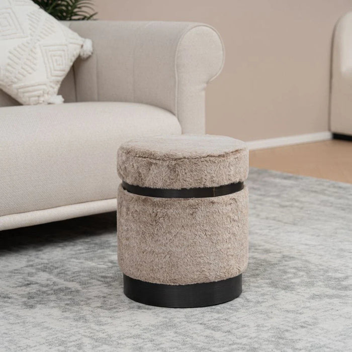 Radius Round Ottoman- Beige