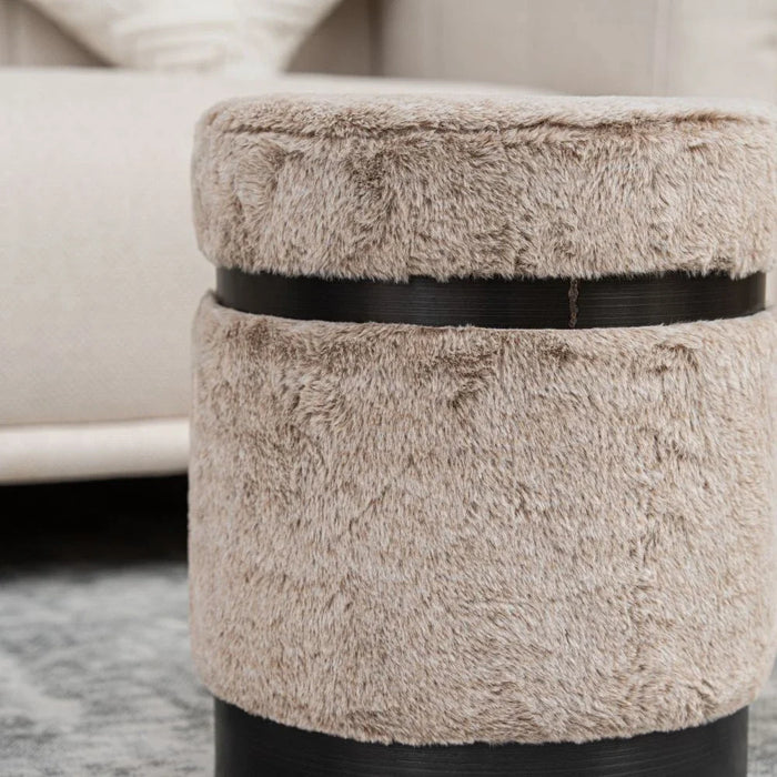 Radius Round Ottoman- Beige