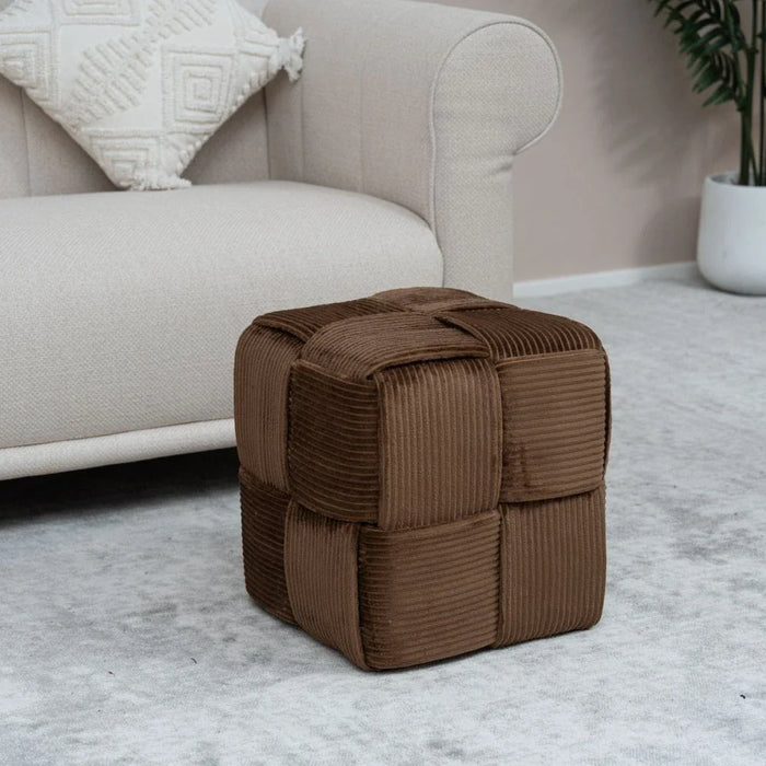 Curdo Square Ottoman- Brown