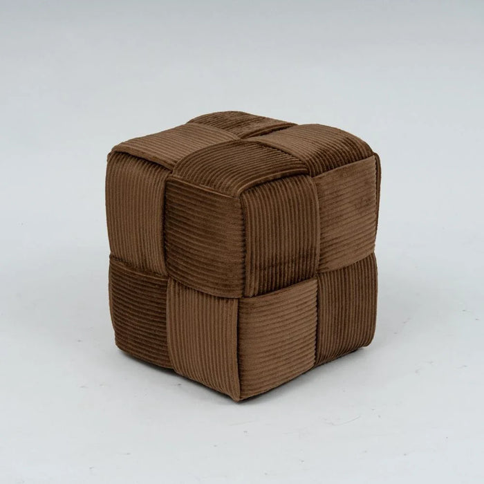 Curdo Square Ottoman- Brown
