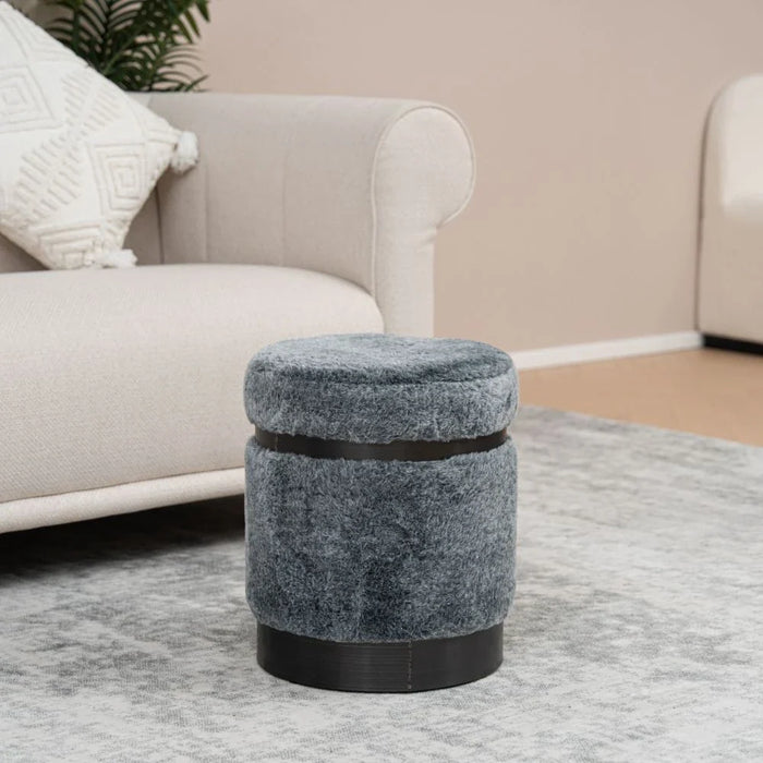 Radius Round Ottoman-Dark Grey
