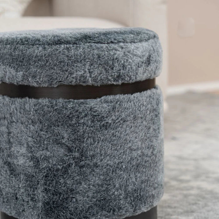 Radius Round Ottoman-Dark Grey