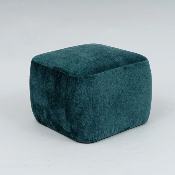 Lizza Square Ottoman - Shiny Teal Blue - With 2-Year Warranty