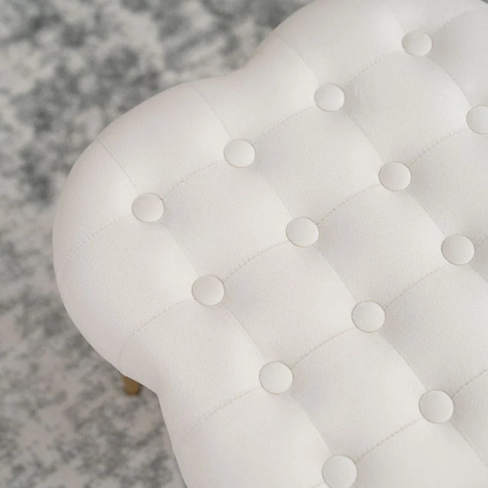 Button Ottoman - Cream/Gold - With 2-Year Warranty