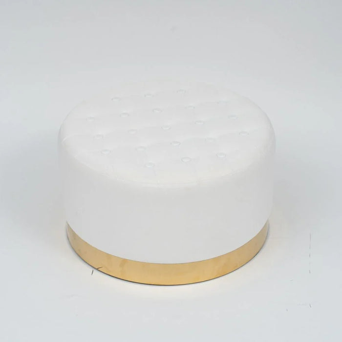 Tasha Round Ottoman - Beige - With 2-Year Warranty