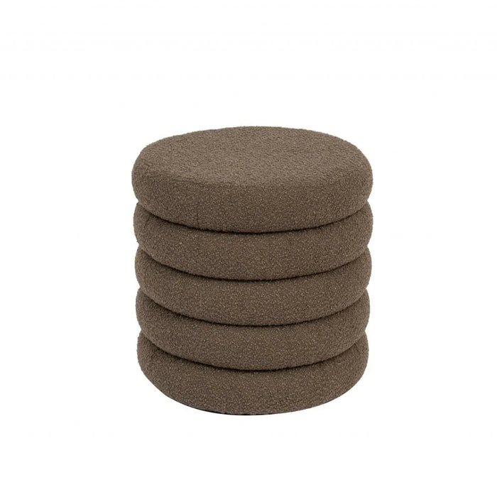 Arley Round Storage Ottoman - Dark Brown - With 2-Year Warranty