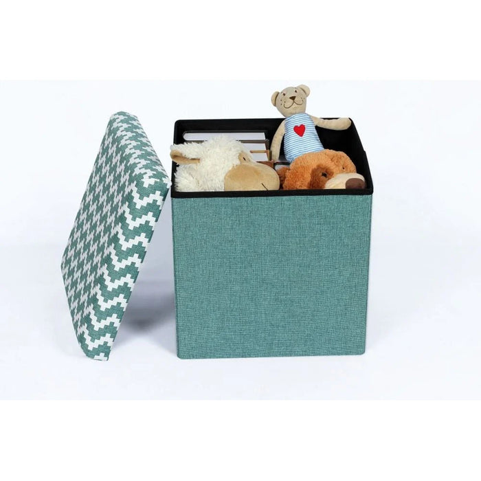 Zigger Folding Storage Ottoman- Light Green