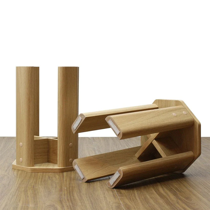 Chiba Set of 2 Stackable Stools - Natural Oak - With 2-Year Warranty