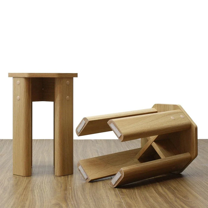 Chiba Set of 2 Stackable Stools - Natural Oak - With 2-Year Warranty