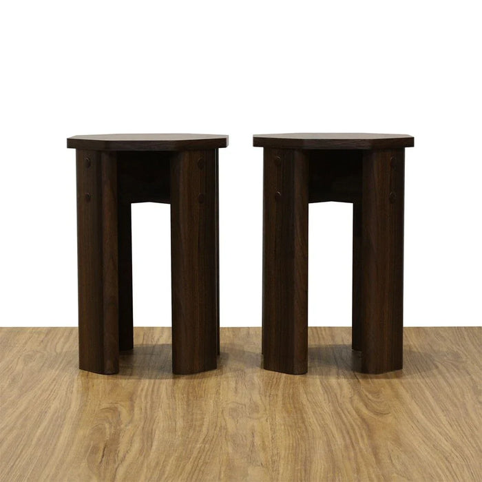 Chiba Set Of 2 Stackable Stools - Walnut