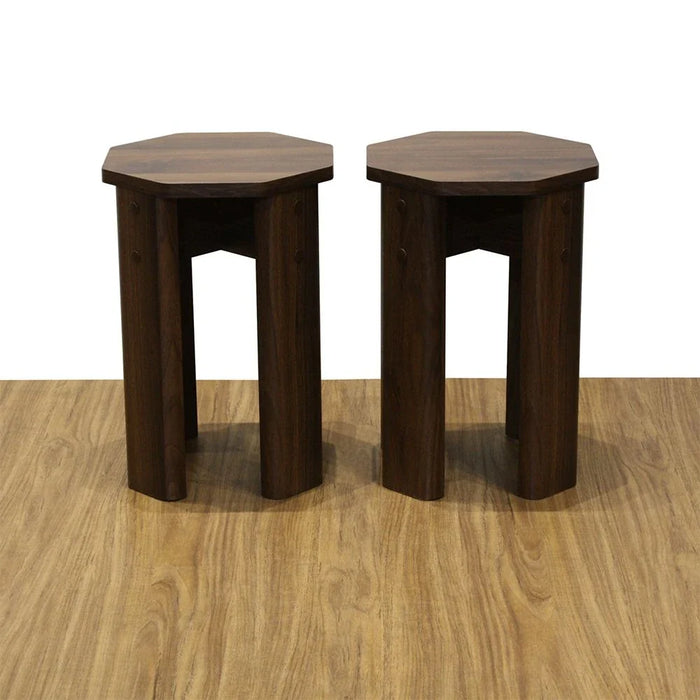 Chiba Set Of 2 Stackable Stools - Walnut