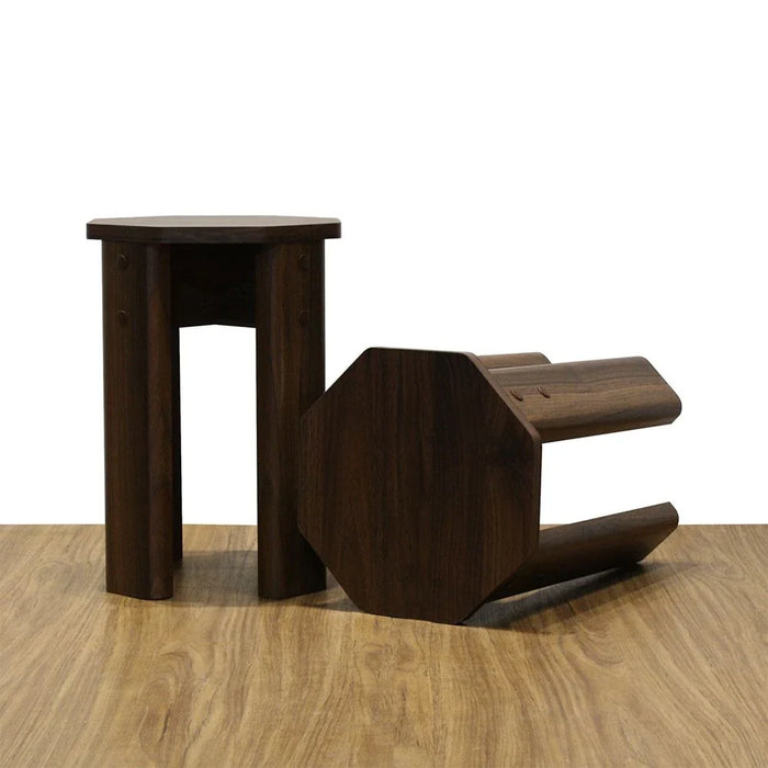 Chiba Set Of 2 Stackable Stools - Walnut