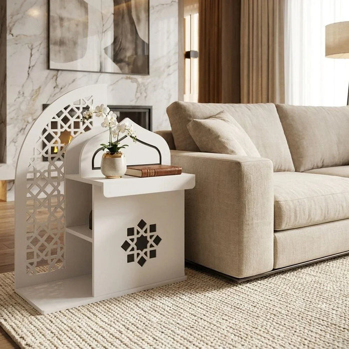 Zahwa Side Table With LED Lights -White