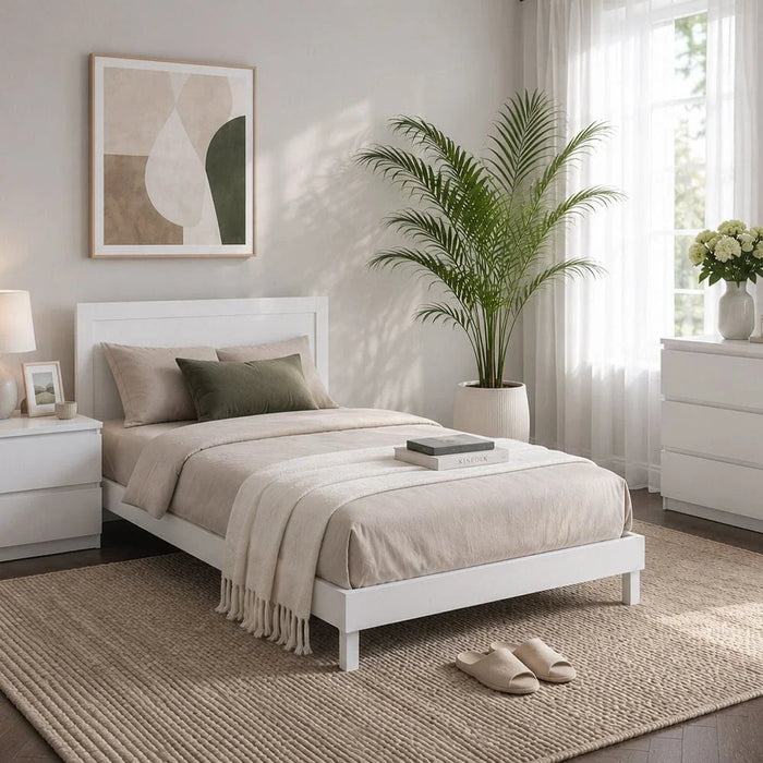 Brooklyn 120x200 Single Bed-White-With 2-Year Warranty