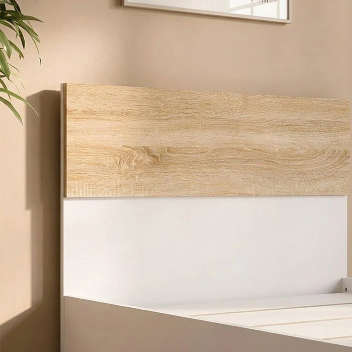 Aurora 90X190 Single Bed-White/Natural Oak