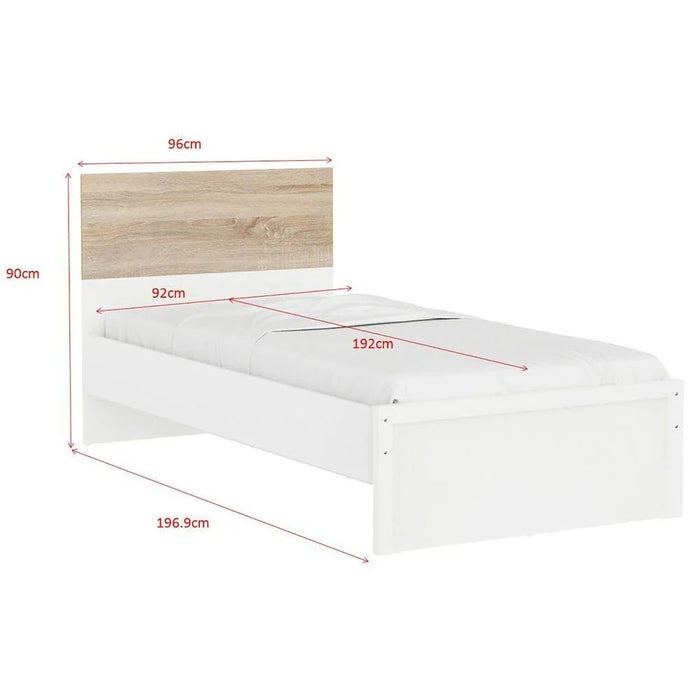 Aurora 90X190 Single Bed-White/Natural Oak