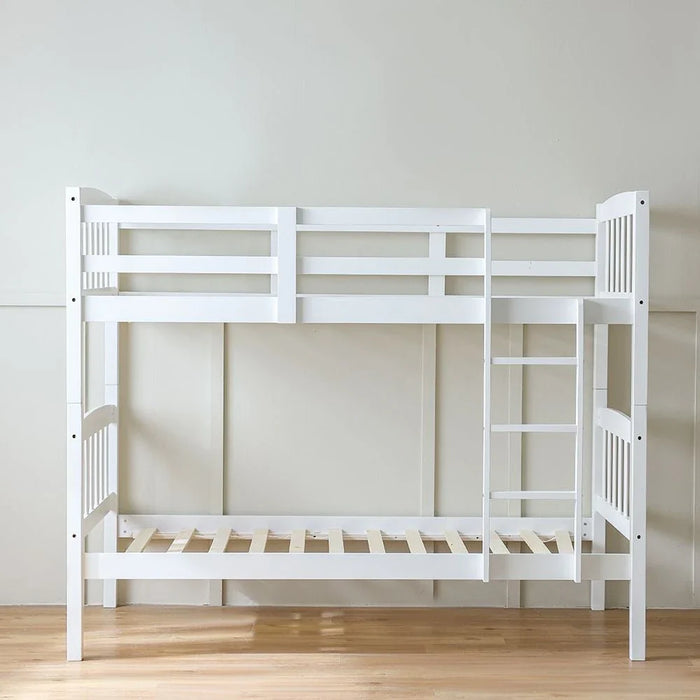Henry 90x190 Solidwood Double Decker Bunk Bed - White - With 2-Year Warranty