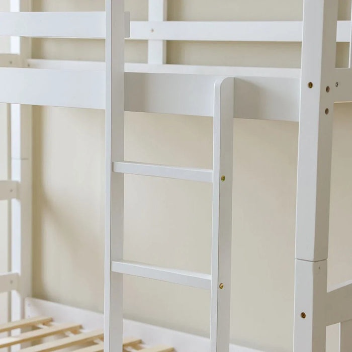 Henry 90x190 Solidwood Double Decker Bunk Bed - White - With 2-Year Warranty