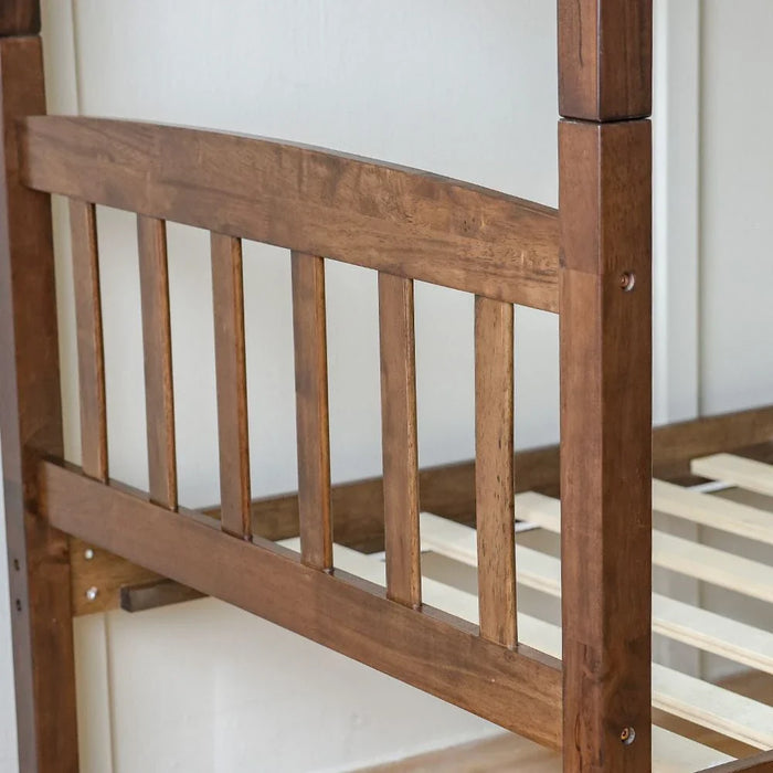 Henry 90x190 Solidwood Double Decker Bunk Bed - Brown - With 2-Year Warranty