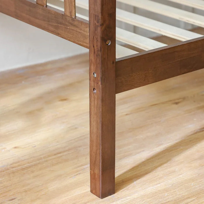 Henry 90x190 Solidwood Double Decker Bunk Bed - Brown - With 2-Year Warranty