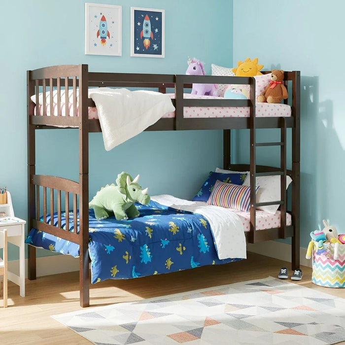 Henry 90x190 Solidwood Double Decker Bunk Bed - Brown - With 2-Year Warranty