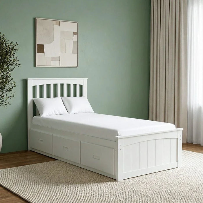 Ultron 90x190 Captain Bed with 3 Drawers-White-With 2-Year Warranty