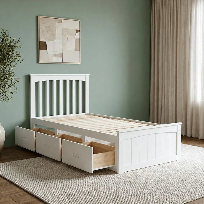Ultron 90x190 Captain Bed with 3 Drawers-White-With 2-Year Warranty