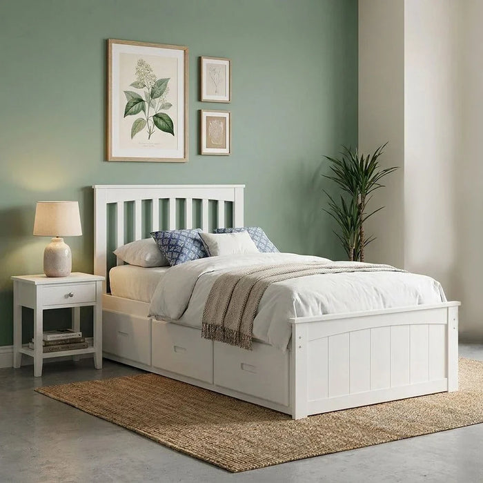Ultron 90x190 Captain Bed with 3 Drawers-White-With 2-Year Warranty