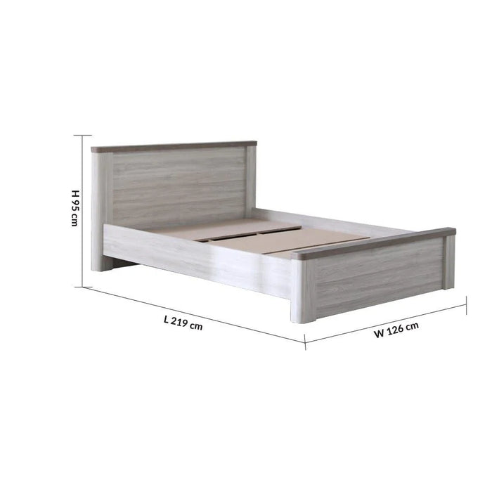 Olivos 120x200 Single Bed-Ash Grey/Oak-With 2-Year Warranty