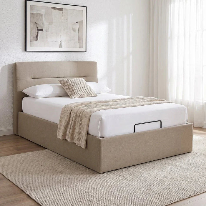 Hendrix 120x200 Young Single Bed with Hydraulic Storage-Taupe-With 2-Year Warranty