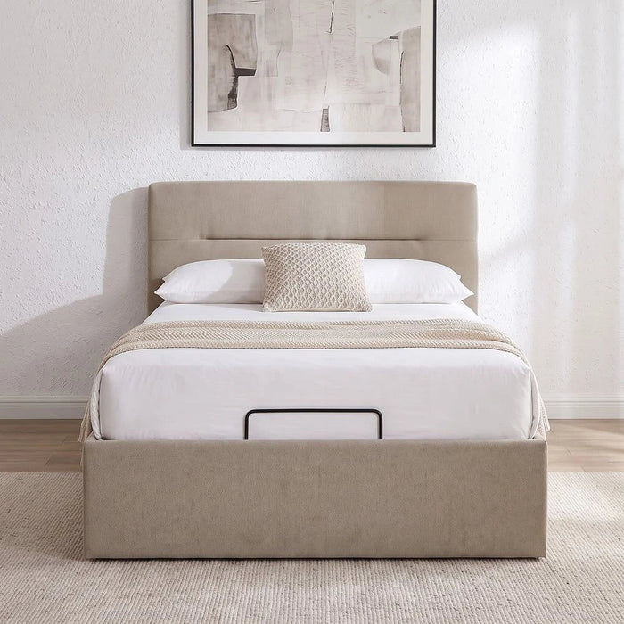 Hendrix 120x200 Young Single Bed with Hydraulic Storage-Taupe-With 2-Year Warranty