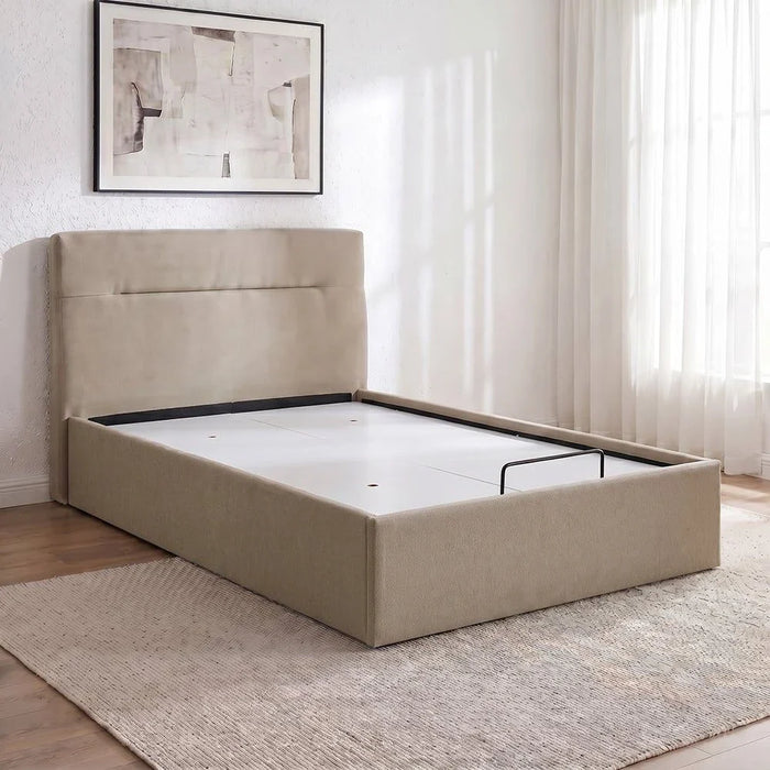 Hendrix 120x200 Young Single Bed with Hydraulic Storage-Taupe-With 2-Year Warranty