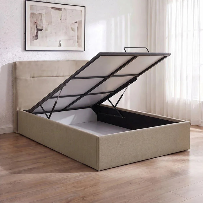 Hendrix 120x200 Young Single Bed with Hydraulic Storage-Taupe-With 2-Year Warranty