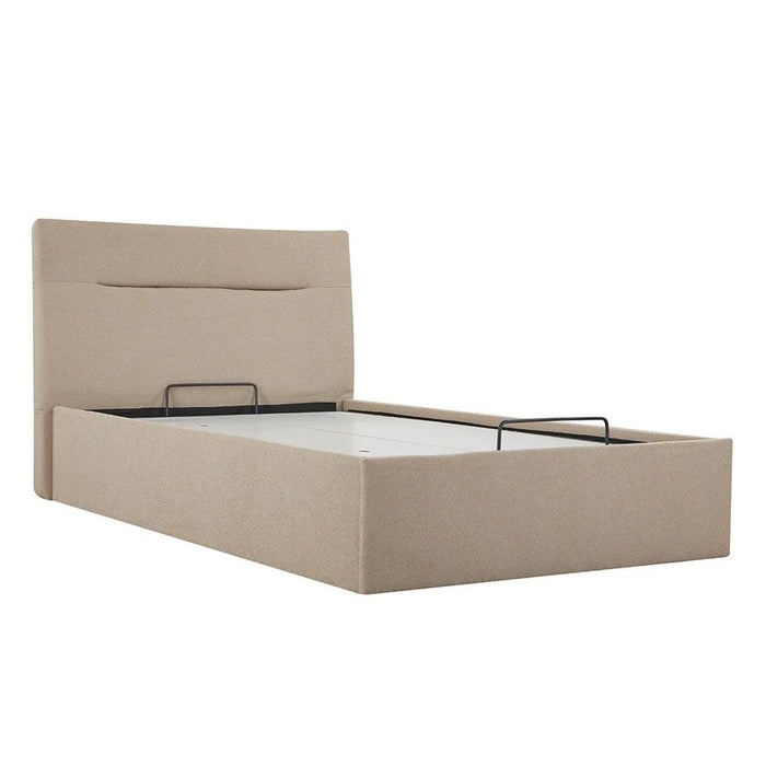 Hendrix 120x200 Young Single Bed with Hydraulic Storage-Taupe-With 2-Year Warranty