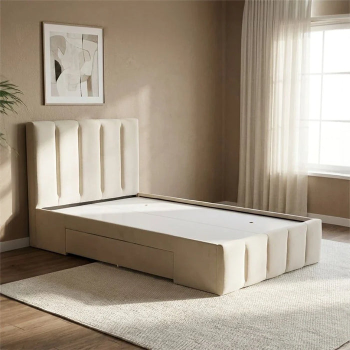 Vista 120x200 Teen Single Bed with Drawers-Light Beige-With 2-Year Warranty