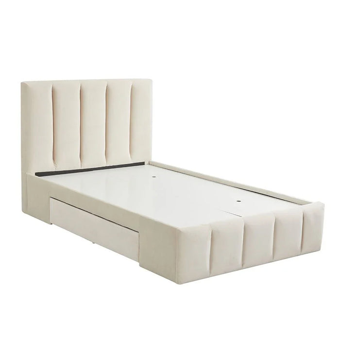 Vista 120x200 Teen Single Bed with Drawers-Light Beige-With 2-Year Warranty