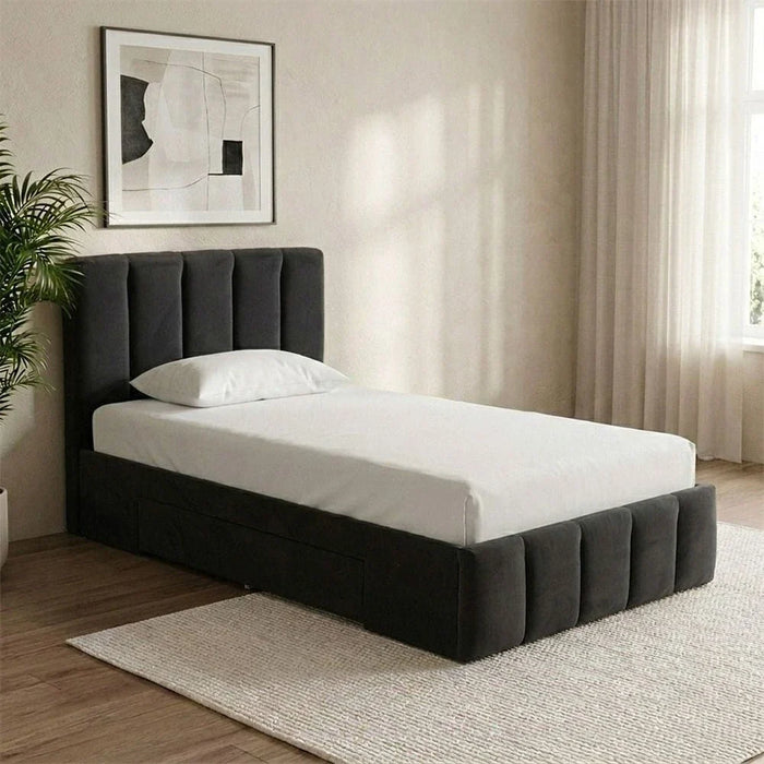 Vista 120x200 Teen Single Bed with Drawers-Black-With 2-Year Warranty