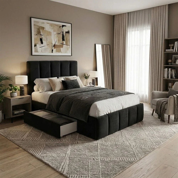 Vista 120x200 Teen Single Bed with Drawers-Black-With 2-Year Warranty