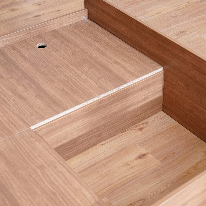 Zirco 120x200 Single Bed with Storage-Brown Oak-With 2-Year Warranty