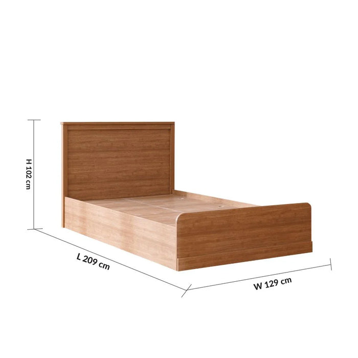 Zirco 120x200 Single Bed with Storage-Brown Oak-With 2-Year Warranty