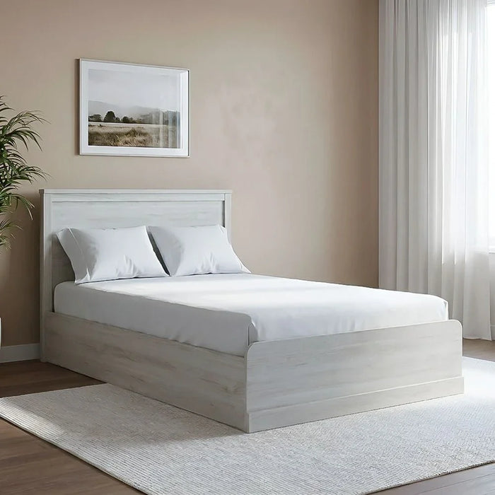 Zirco 120x200 Single Bed with Storage-White Oak-With 2-Year Warranty
