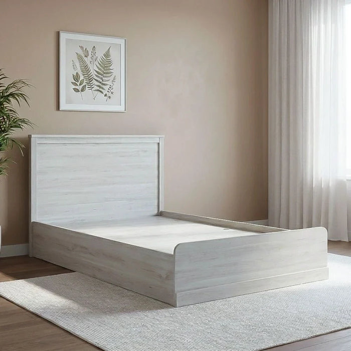 Zirco 120x200 Single Bed with Storage-White Oak-With 2-Year Warranty