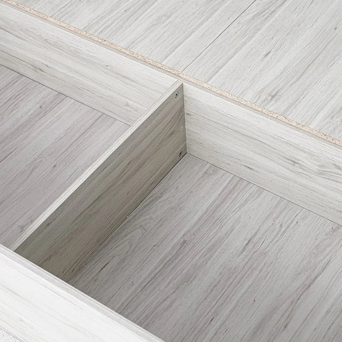 Zirco 120x200 Single Bed with Storage-White Oak-With 2-Year Warranty